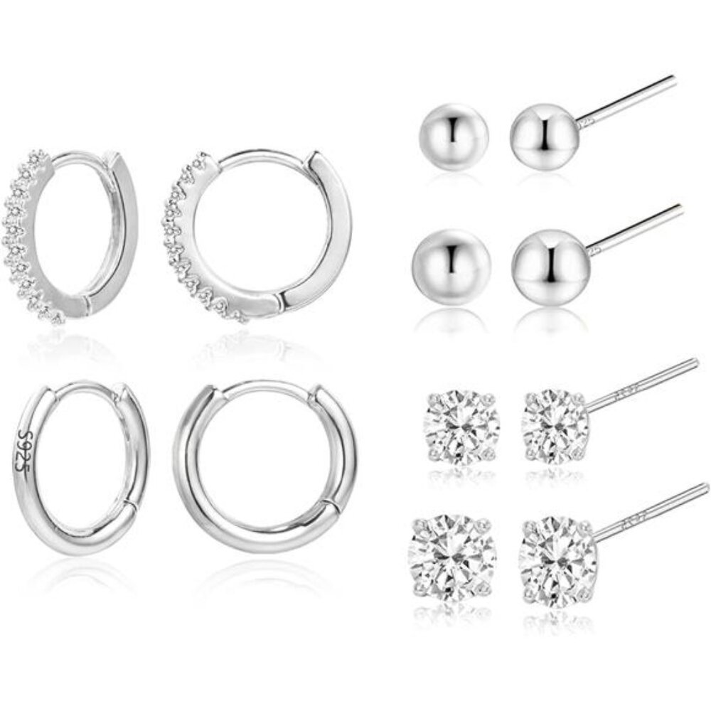 Earring Sets for Multiple Piercing |14K Gold Plated Studs Earrings and Hoops Set